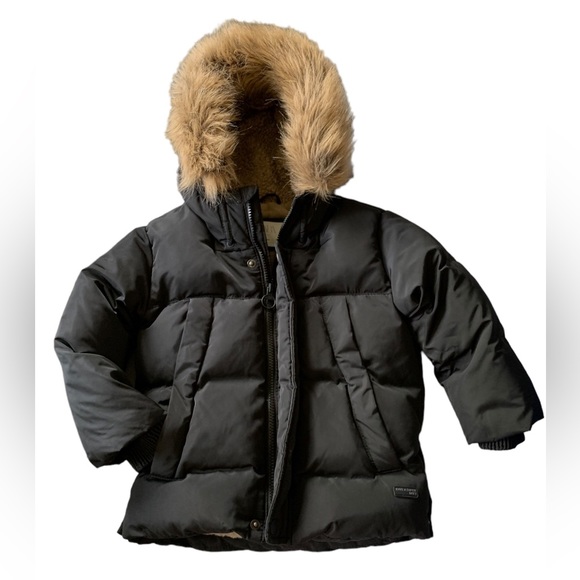 Like new! Zara hooded down puffer coat black, zipper and snaps, size 3-4 years - Picture 2 of 10